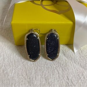 Kendra Scott Elle Gold Drop Black Glitter Earrings